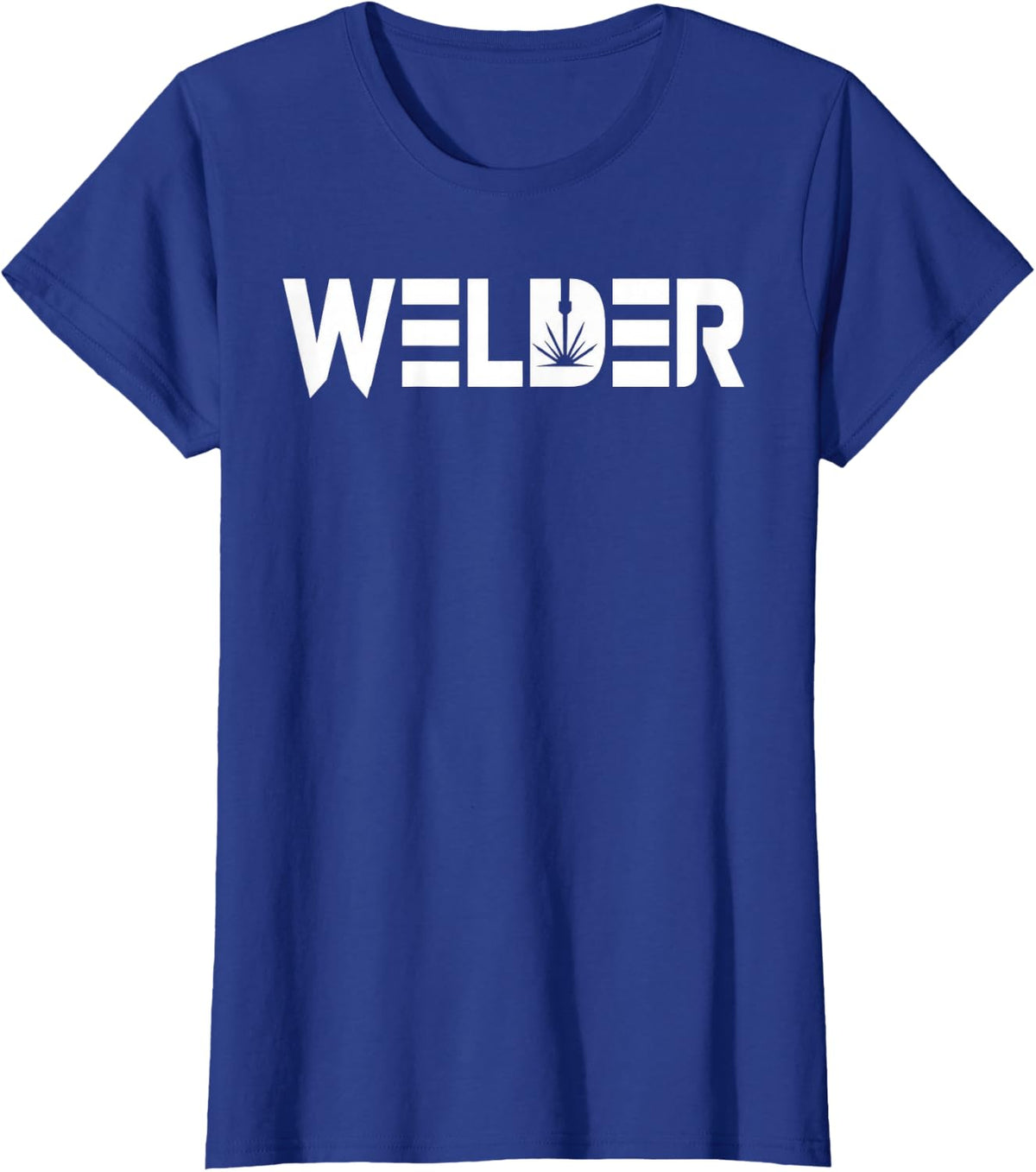 Welder Spark Electrode Bold Typography Trade Design T-Shirt - Royal Blue