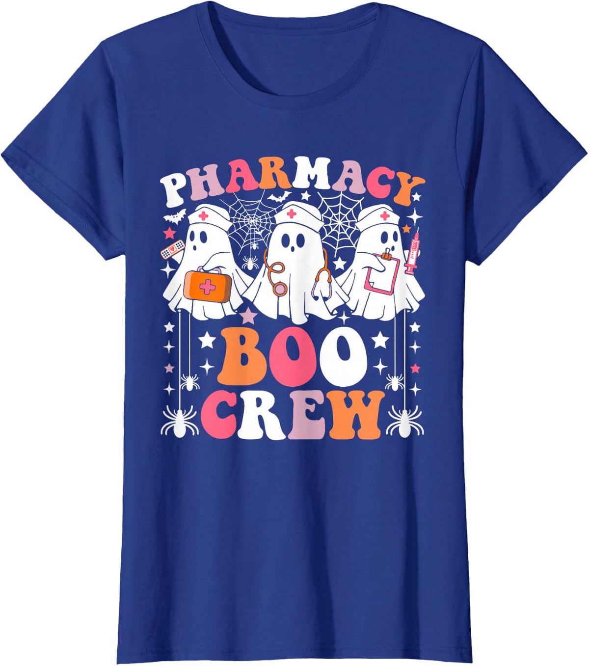 Pharmacy Boo Crew Funny Ghost Halloween Costume T-Shirt - Royal Blue