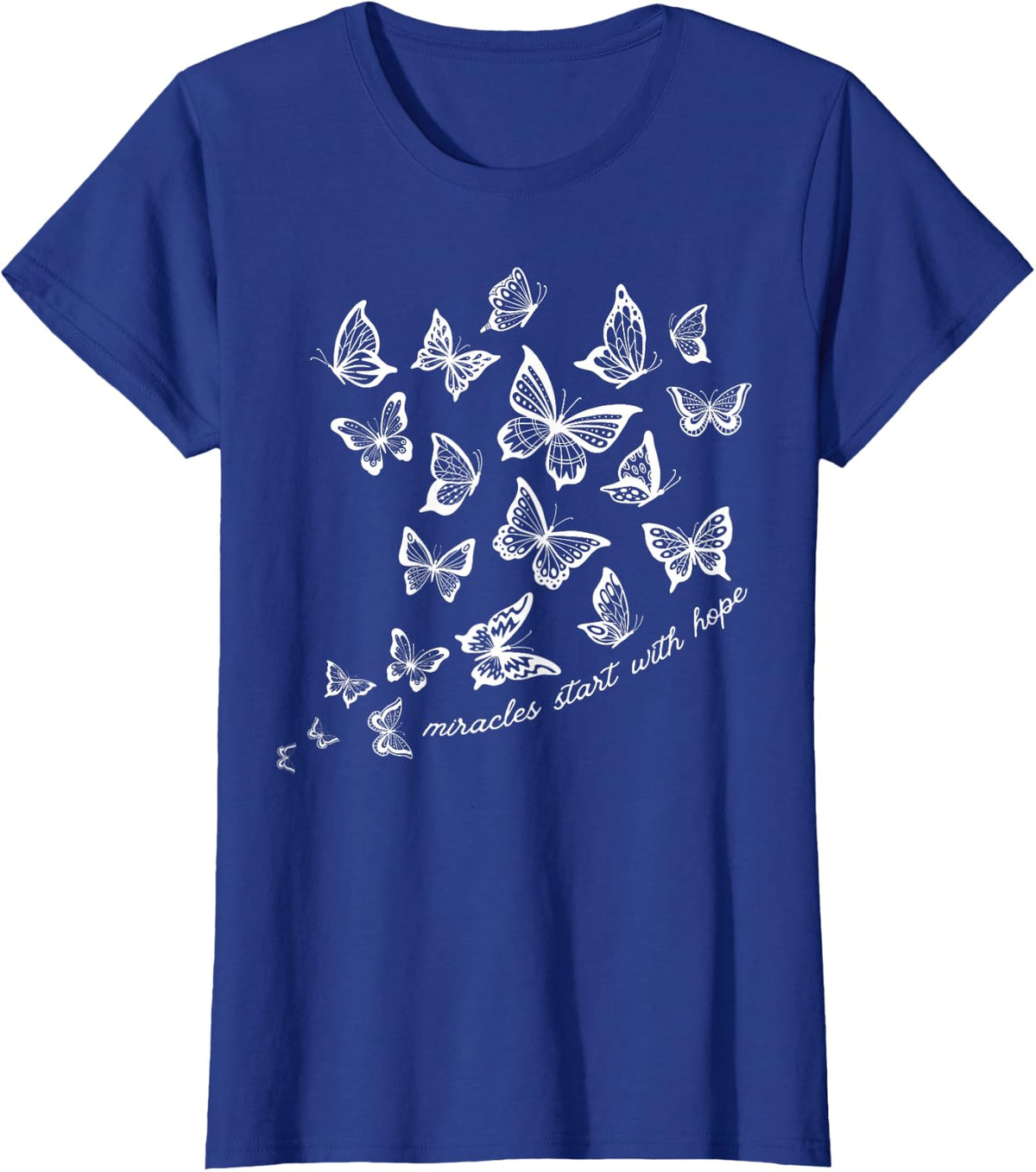 IVF Butterfly Embryo Transfer Day Miracles Start Hope T-Shirt - Royal Blue