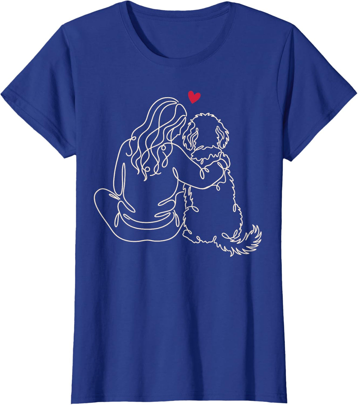 Cockapoo Girl Heart Line Art T-Shirt - Royal Blue