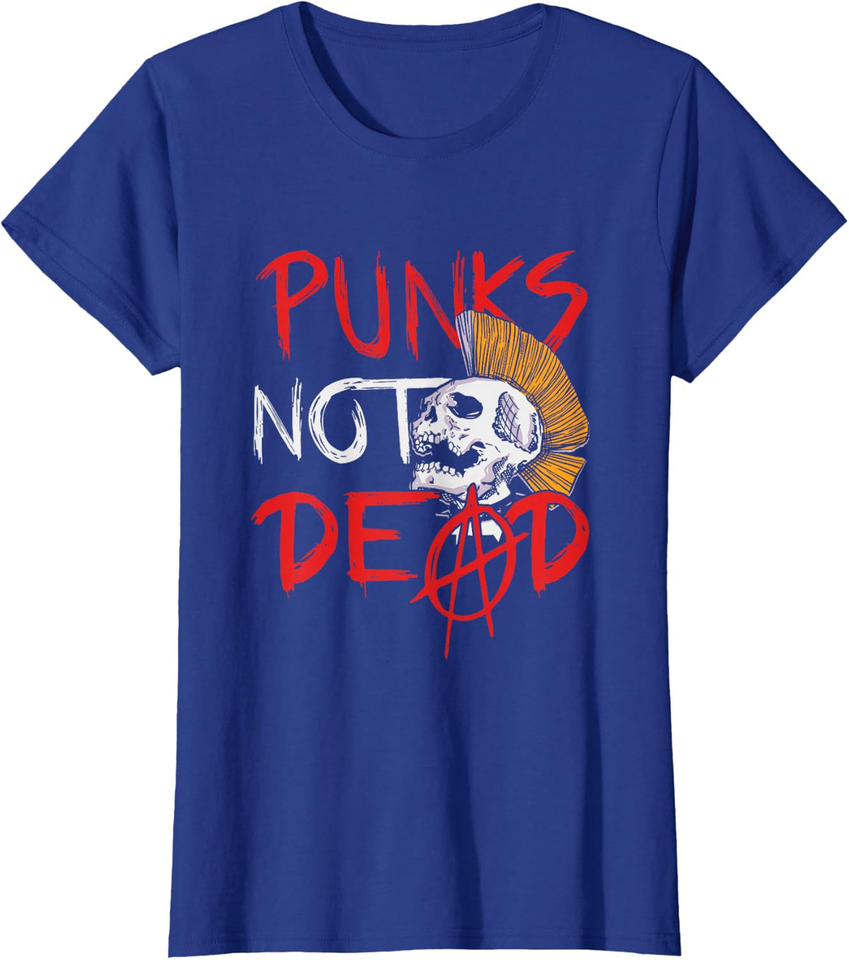 Punks Not Dead Skeleton | Punk Rock Music | Rocker Punker T-Shirt - Royal Blue