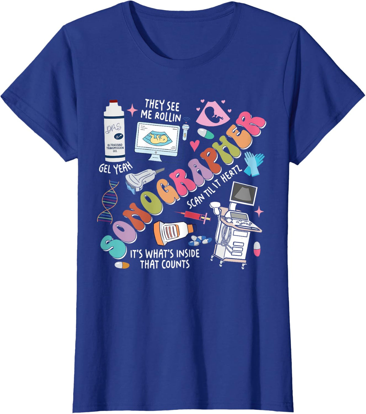 Sonographer Sonography Ultrasound Tech RDCS Cardiology T-Shirt - Royal Blue