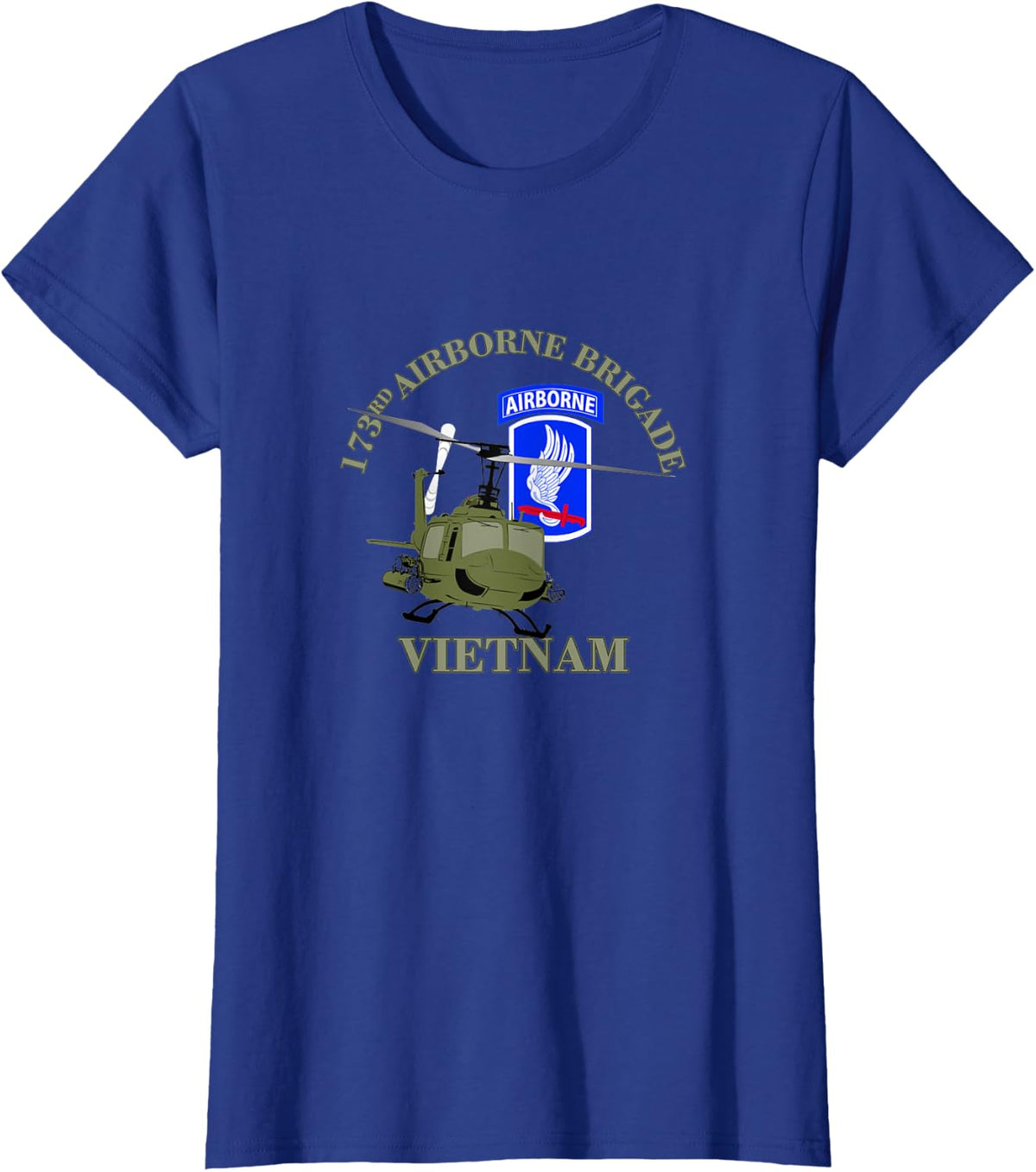 173rd Airborne Brigade Vietnam UH-1 Gunship Veterans Day T-Shirt - Royal Blue