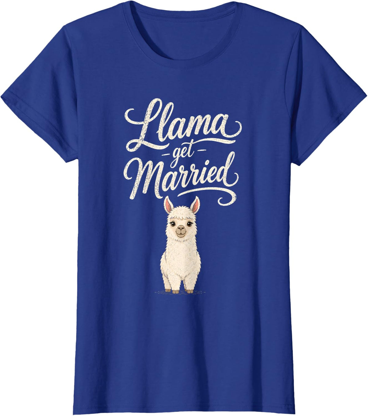 Llama Get Married Funny Wedding Pun Bride to Be Minimalist T-Shirt - Royal Blue