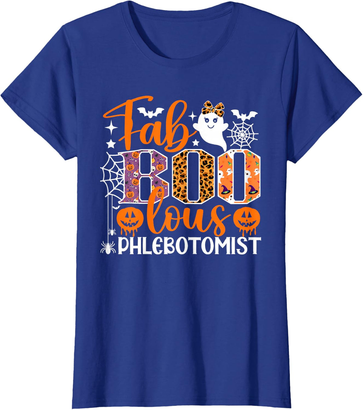 Fab Boo Lous Phlebotomist Funny Ghost Halloween Costume T-Shirt - Royal Blue