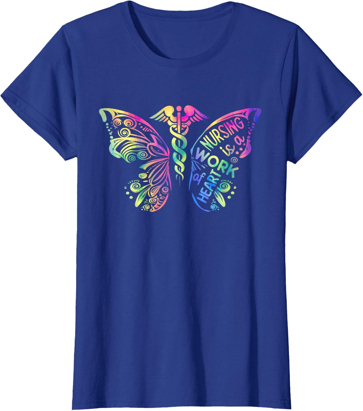 VA Nurse Shirt With Butterflies Design Tees For Veterans Nursing T Shirts - Royal Blue