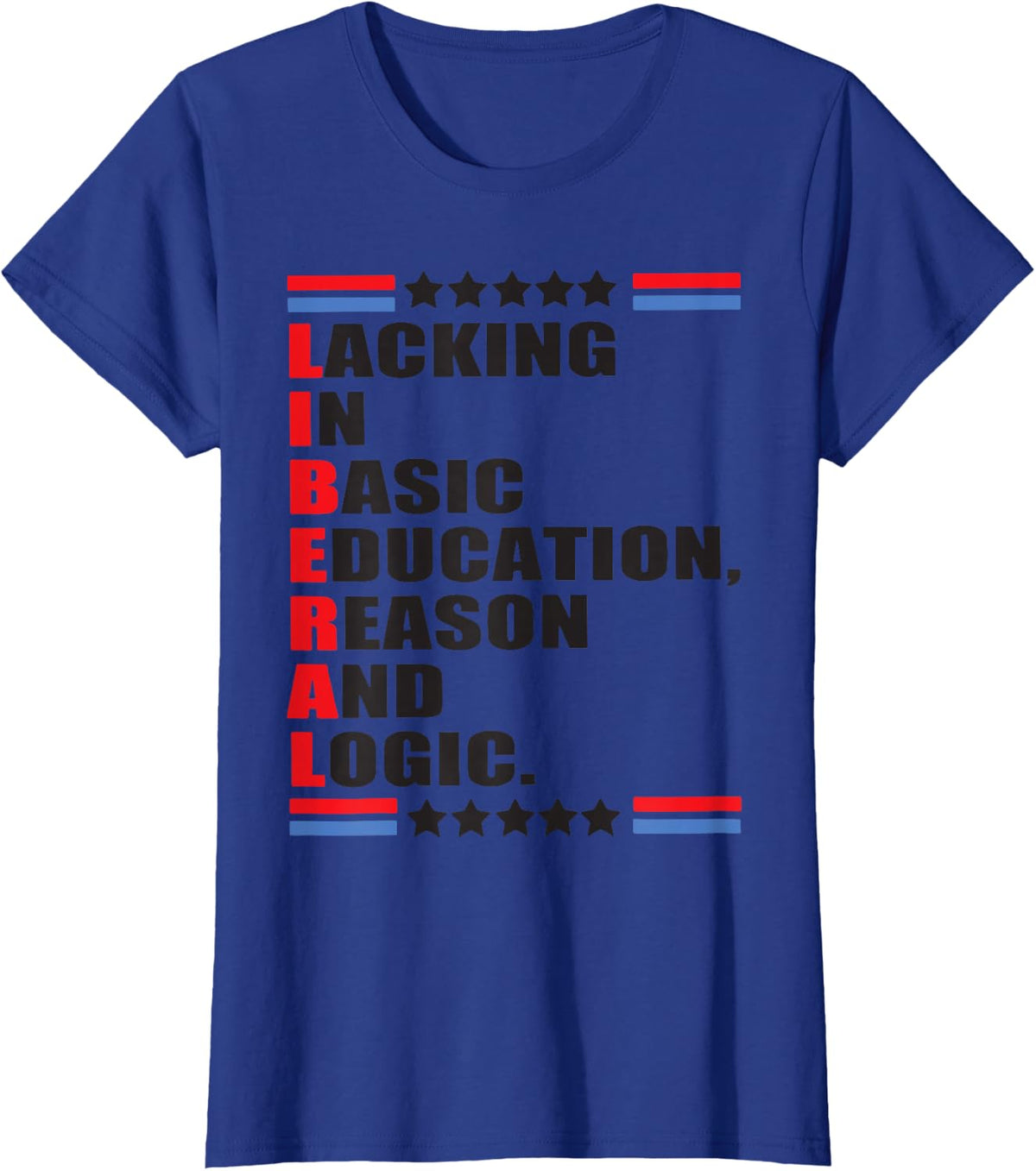 Liberal Lacking In Basic Education Reason And Logic T-Shirt - Royal Blue