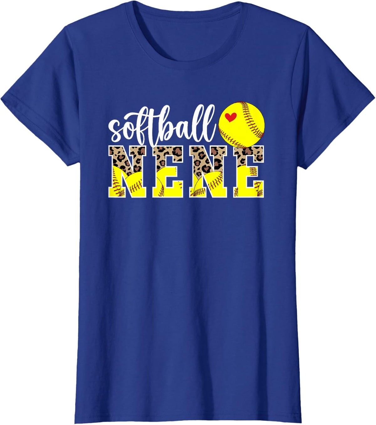 Softball Nene Leopard Grandma Nene Of A Softball Player T-Shirt - Royal Blue