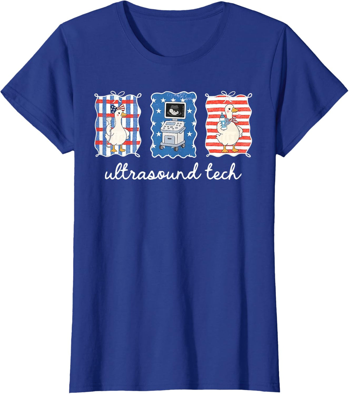 4th of July Ultrasound Tech Goose MFM Sonography Sonographer T-Shirt - Royal Blue