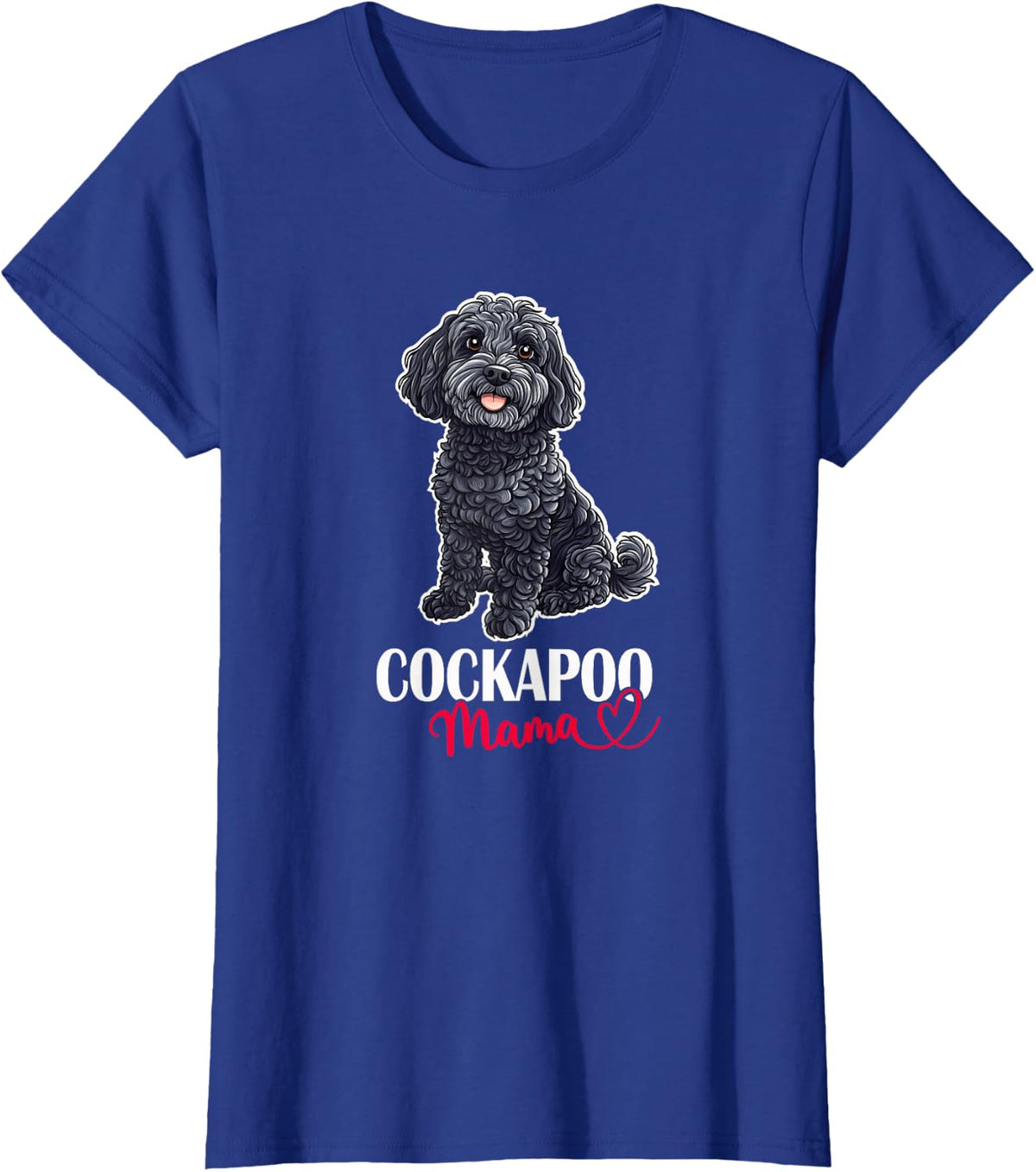 Cute Womens Girls Illustration Lover Mom Black Cockapoo Mama T-Shirt - Royal Blue