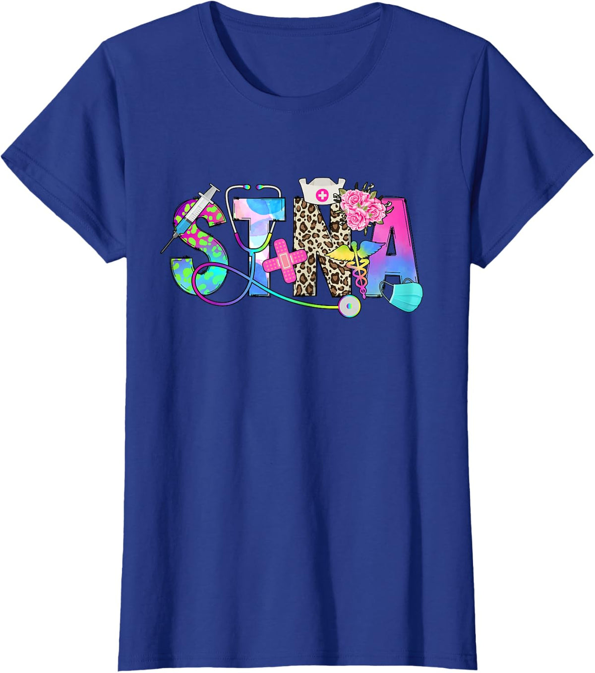 STNA State Tested Nursing Assistant Cute STNA Nurse T-Shirt - Royal Blue