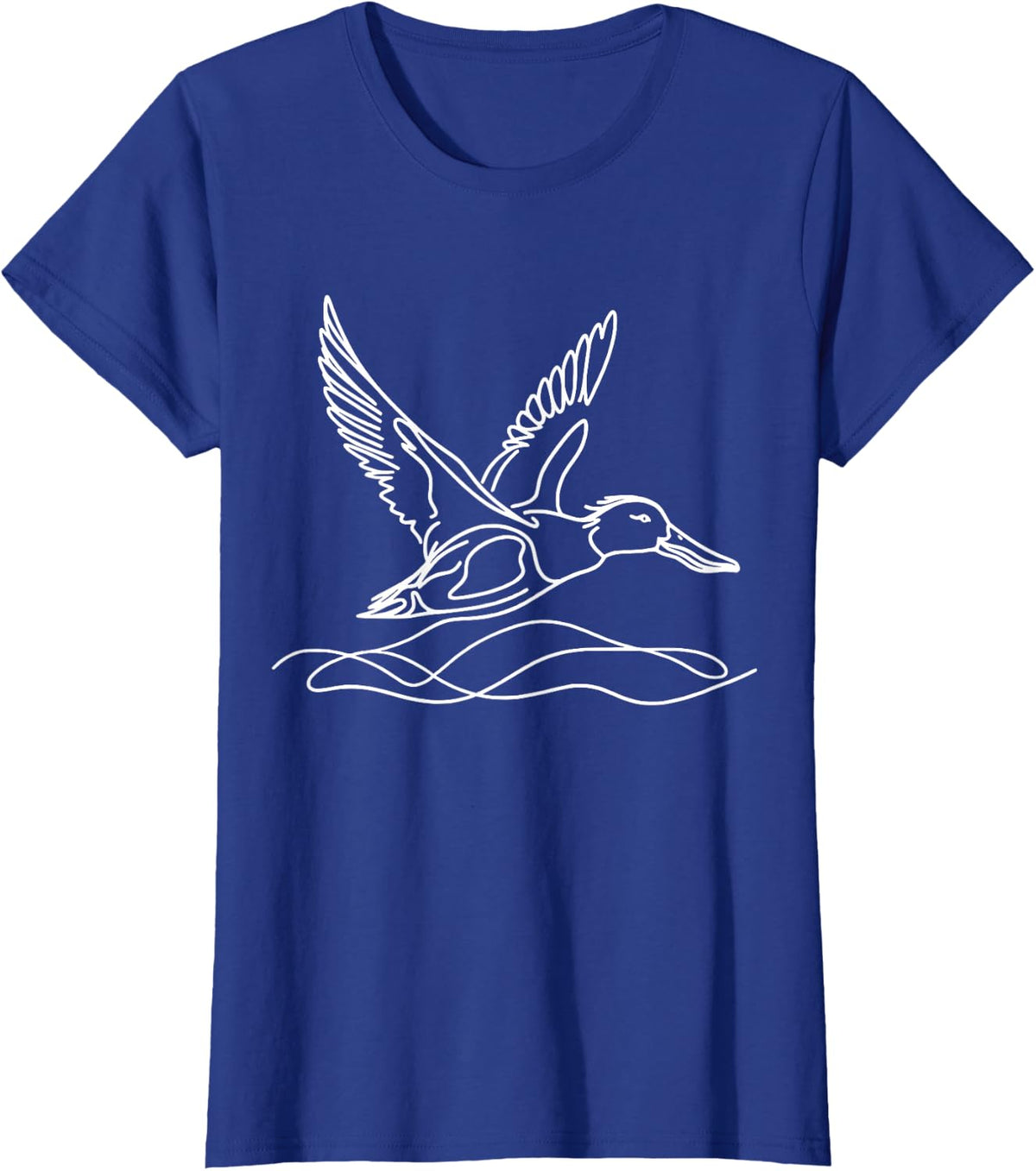 Northern Shoveler Duck Line Art Drawing T-Shirt - Royal Blue