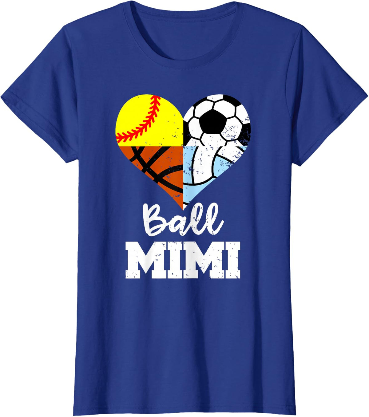 Ball Mimi Soccer Softball Volleyball Basketball Mimi Heart T-Shirt - Royal Blue