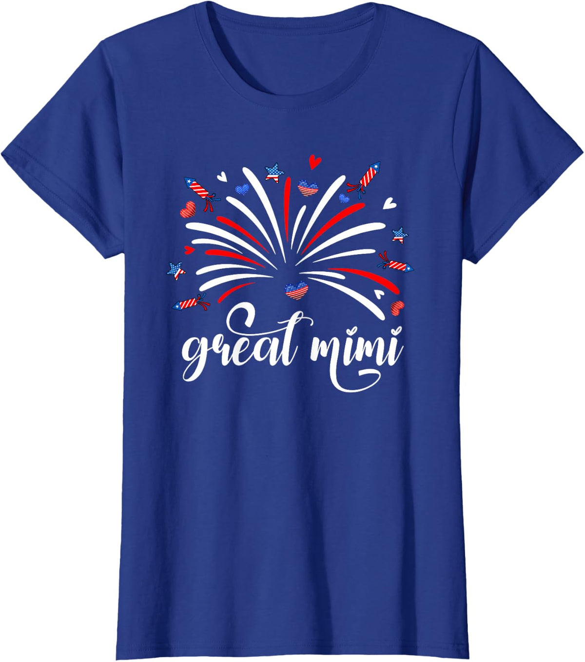 Cute Patriotic Great Mimi Fireworks Little Firecracker T-Shirt - Royal Blue
