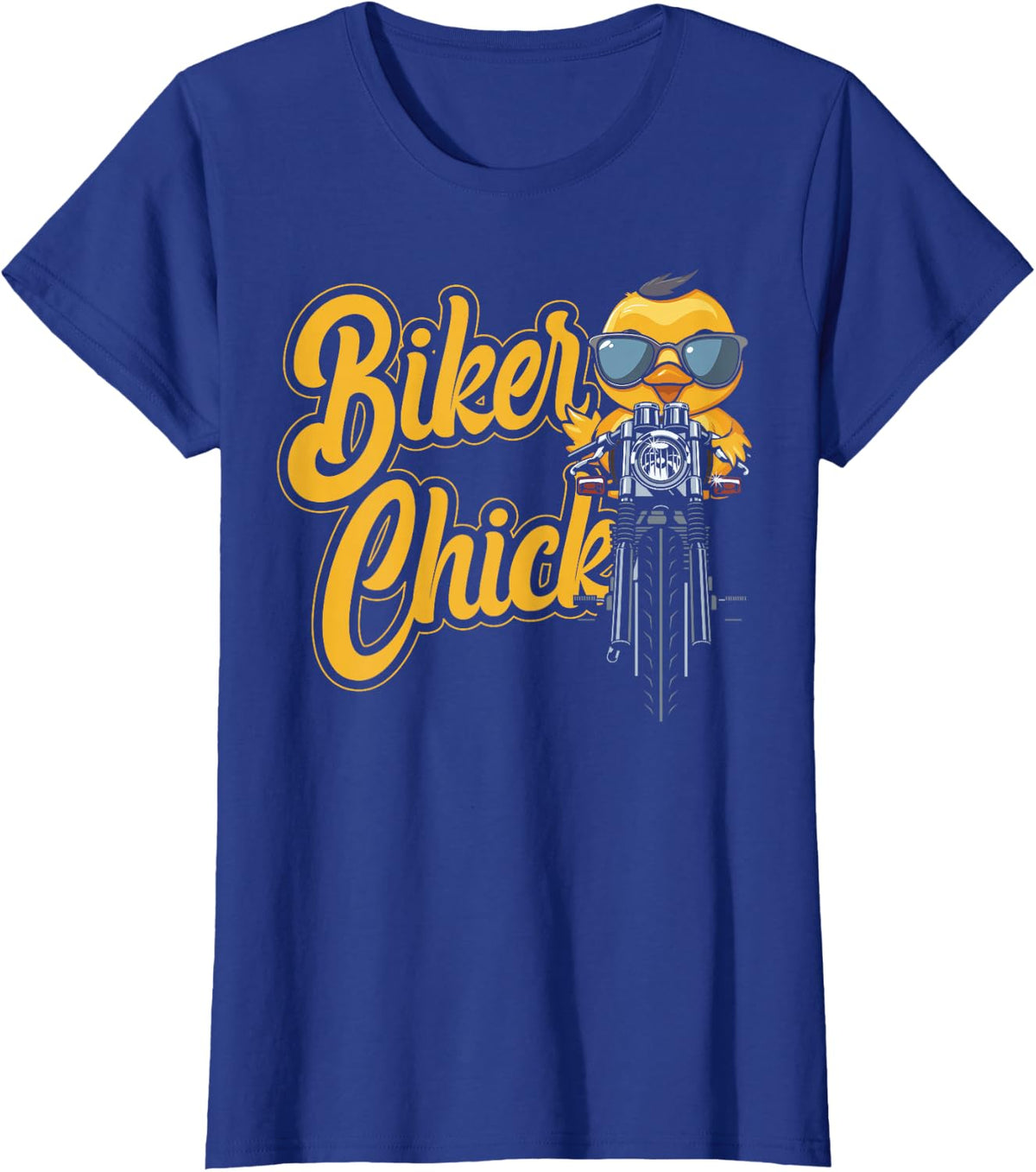 Classic Motorcycle Biker Girl Female Biker Chick T-Shirt - Royal Blue