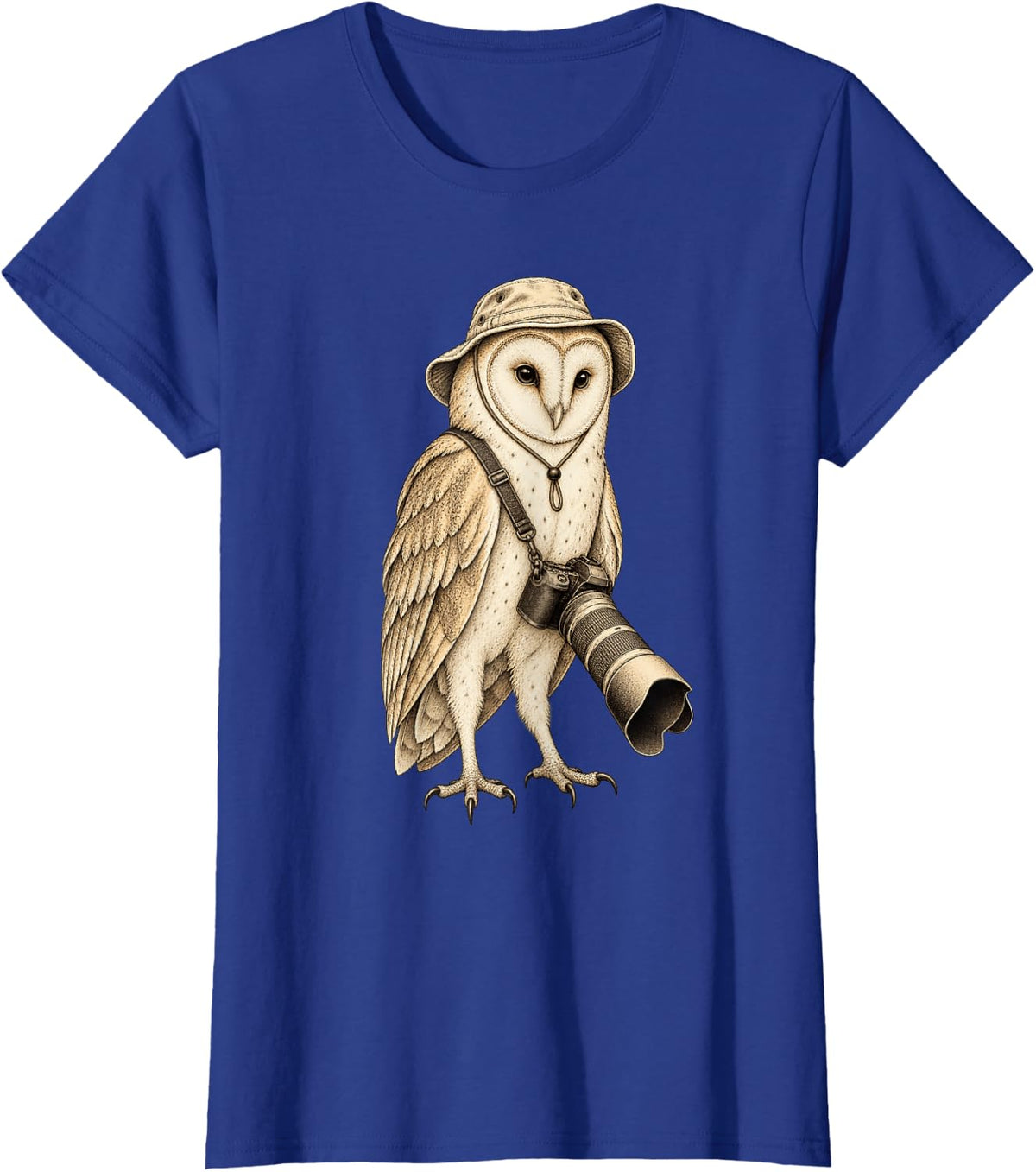 Wildlife Photographer Barn Owl Safari Hat Camera T-Shirt - Royal Blue