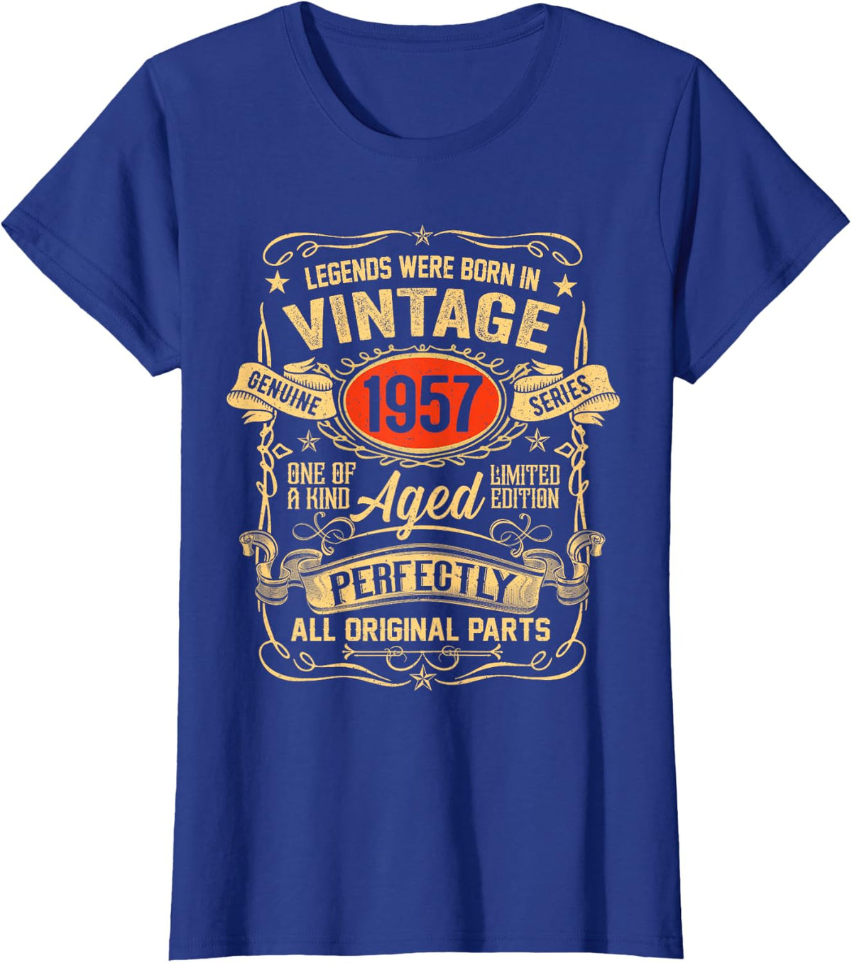 Legends were Born in 1957 Year of Birth 70th Birthday Men T-Shirt - Royal Blue