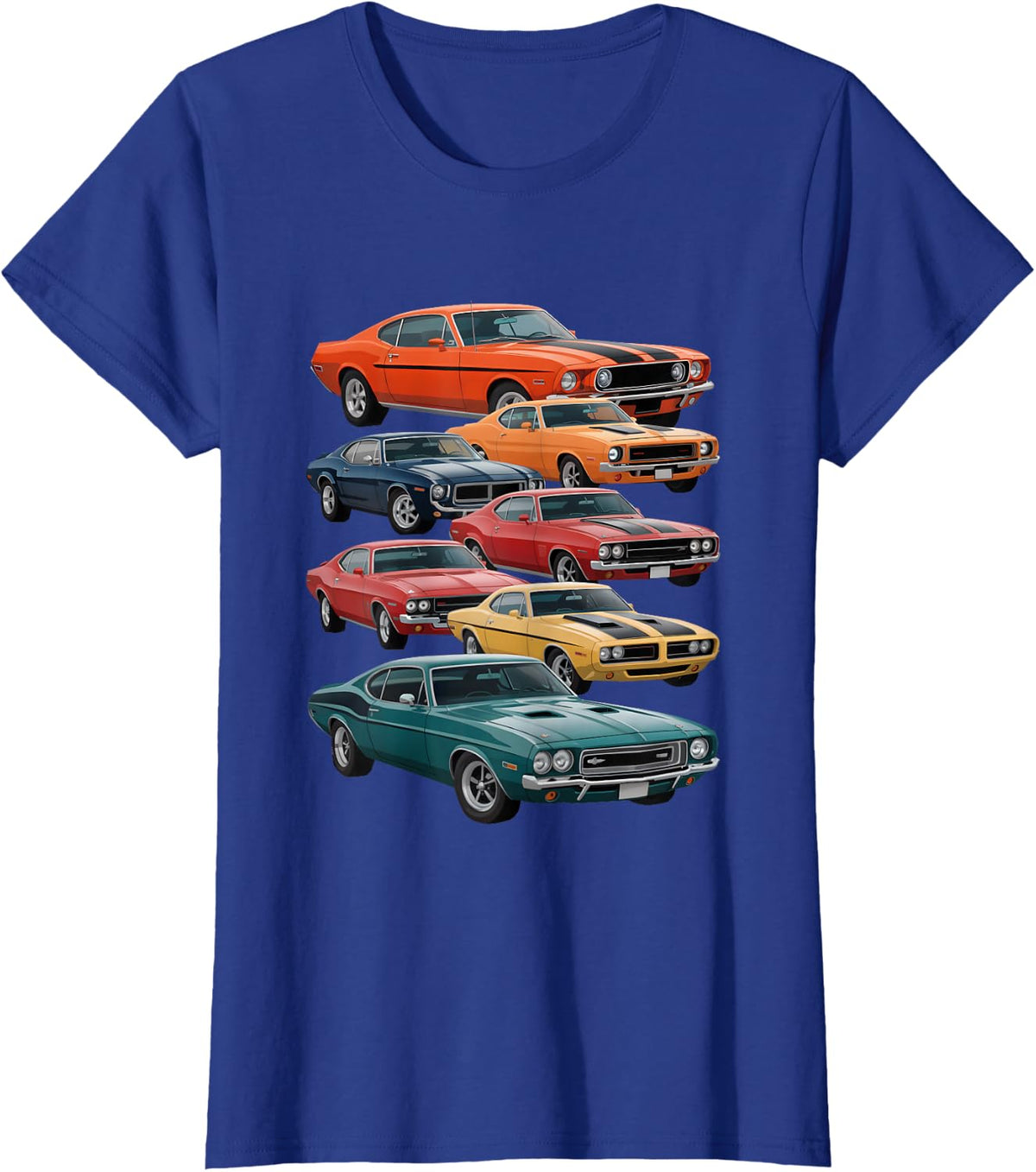 Muscle Car Classic Retro America Racing Vehicle Automobile T-Shirt - Royal Blue