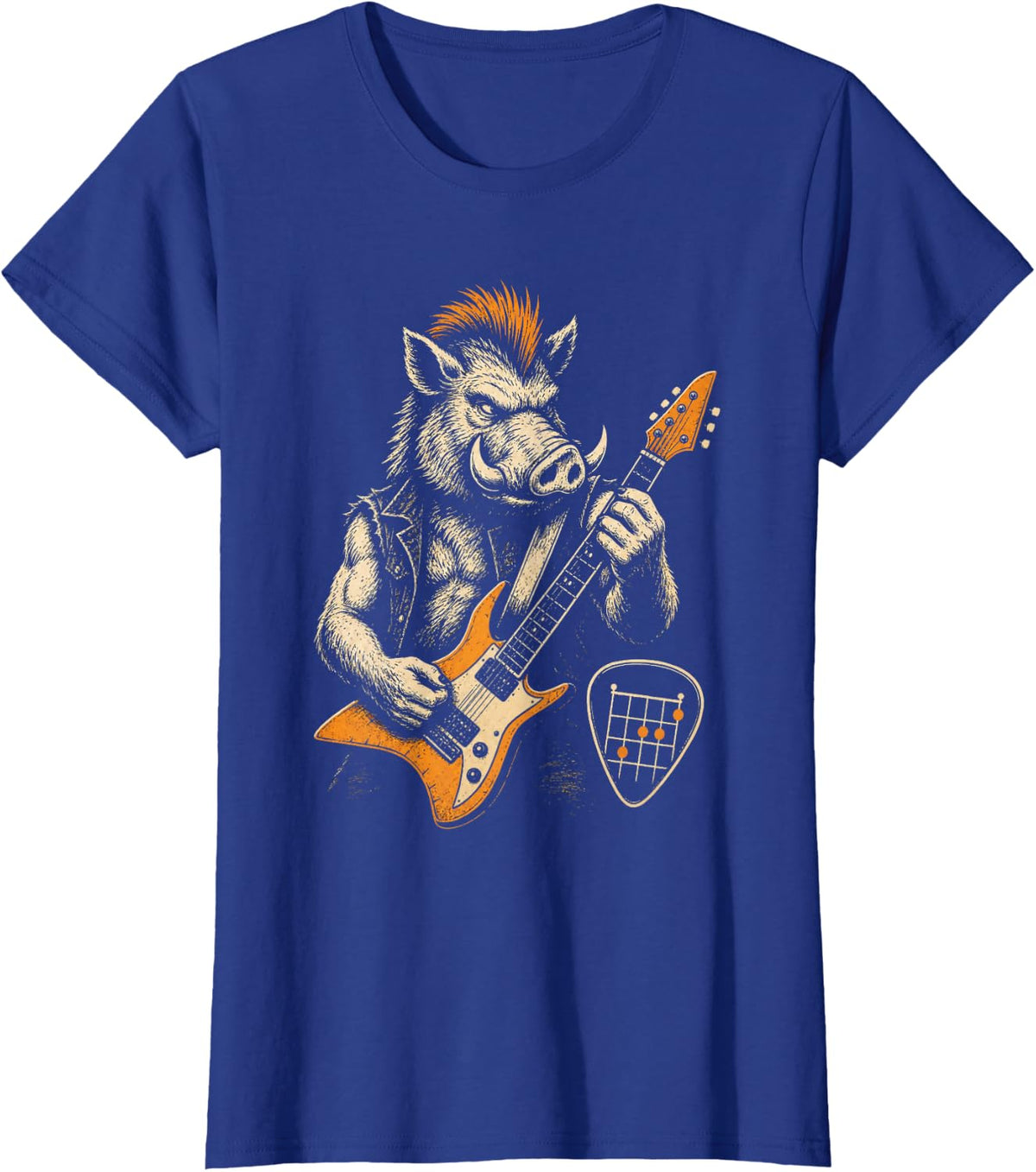 Guitar Boar Punk Rock Mohawk Guitarist Player Gift T-Shirt - Royal Blue