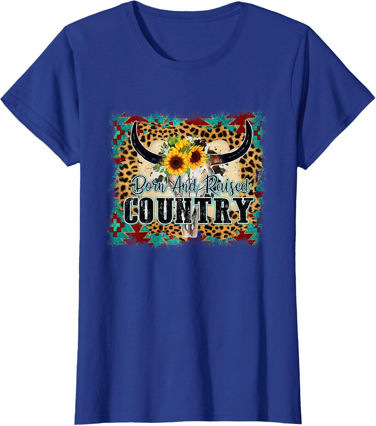 Country Western Cactus sunflower apparel women girls T-Shirt - Royal Blue
