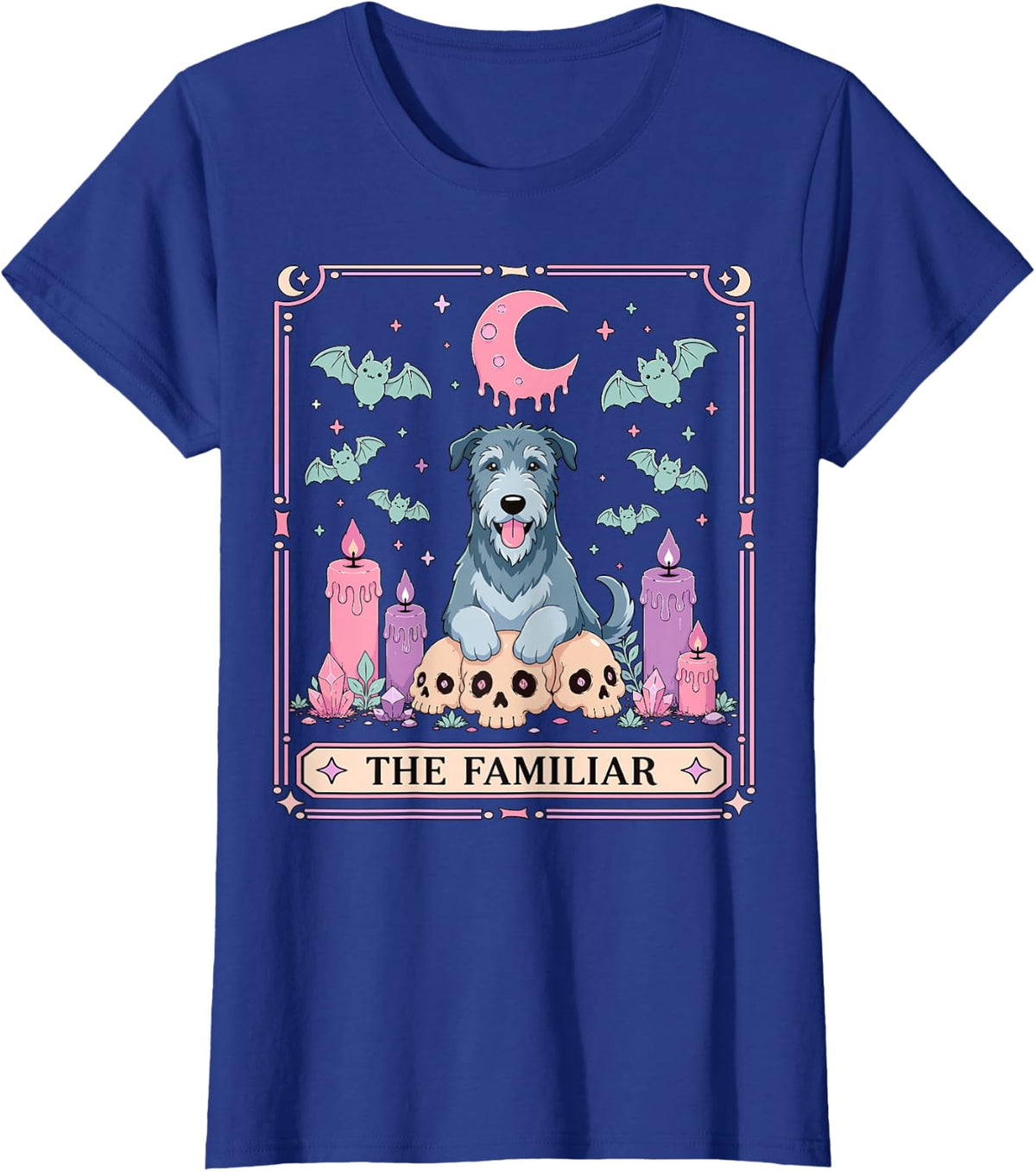 Irish Wolfhound Dog Tarot Card T-Shirt - Royal Blue