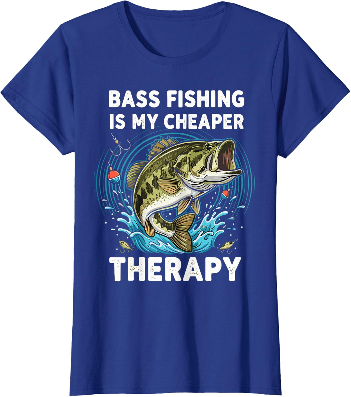 Funny Bass Fishing T-Shirt - Royal Blue