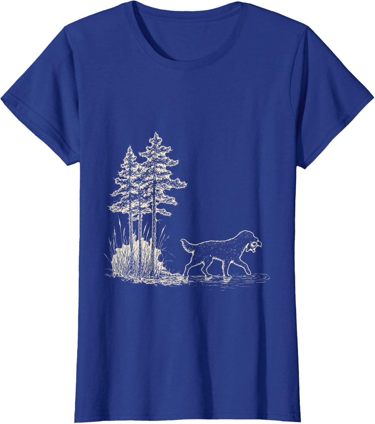 Vintage Toller Duck Retrieve Ink Etching Waterfowl Dog T-Shirt - Royal Blue