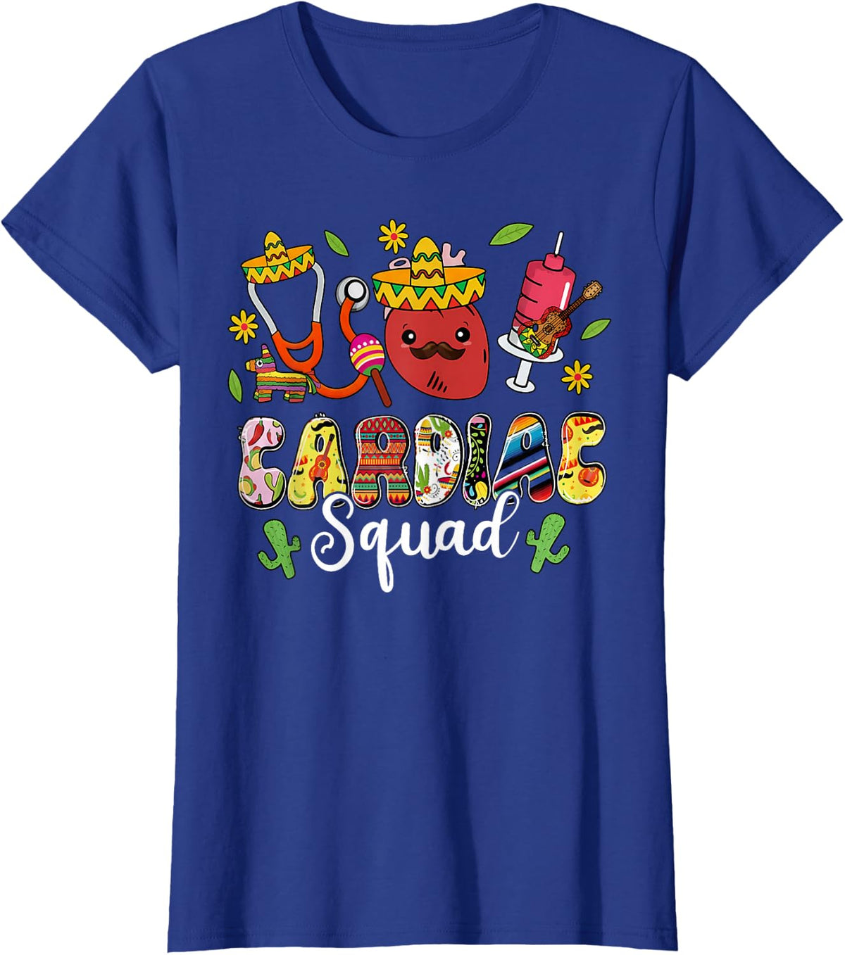 Cardiac Squad Nurse Cinco de Mayo Cardiology Tech Mexican T-Shirt - Royal Blue