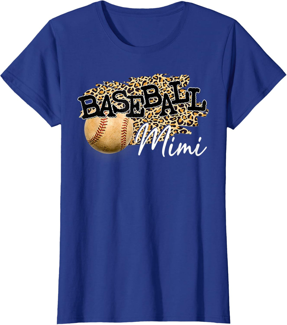 Leopard Mimi Of Both Baseball Softball Grandma Mother's Day T-Shirt - Royal Blue