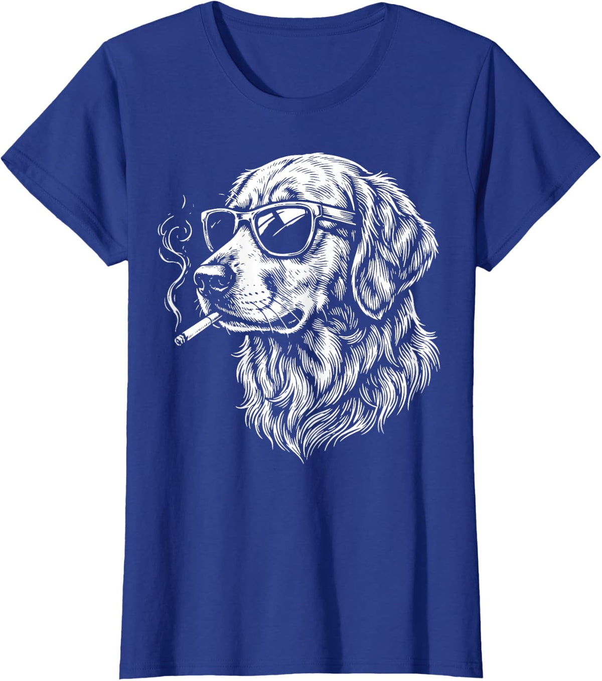 Golden Retriever Smoking Cigarette T-Shirt - Royal Blue