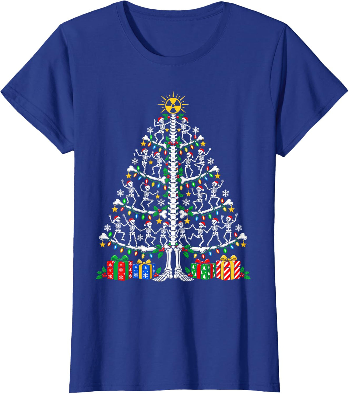 Radiology Christmas Tree Radiologist Bones Xmas Lights T-Shirt - Royal Blue