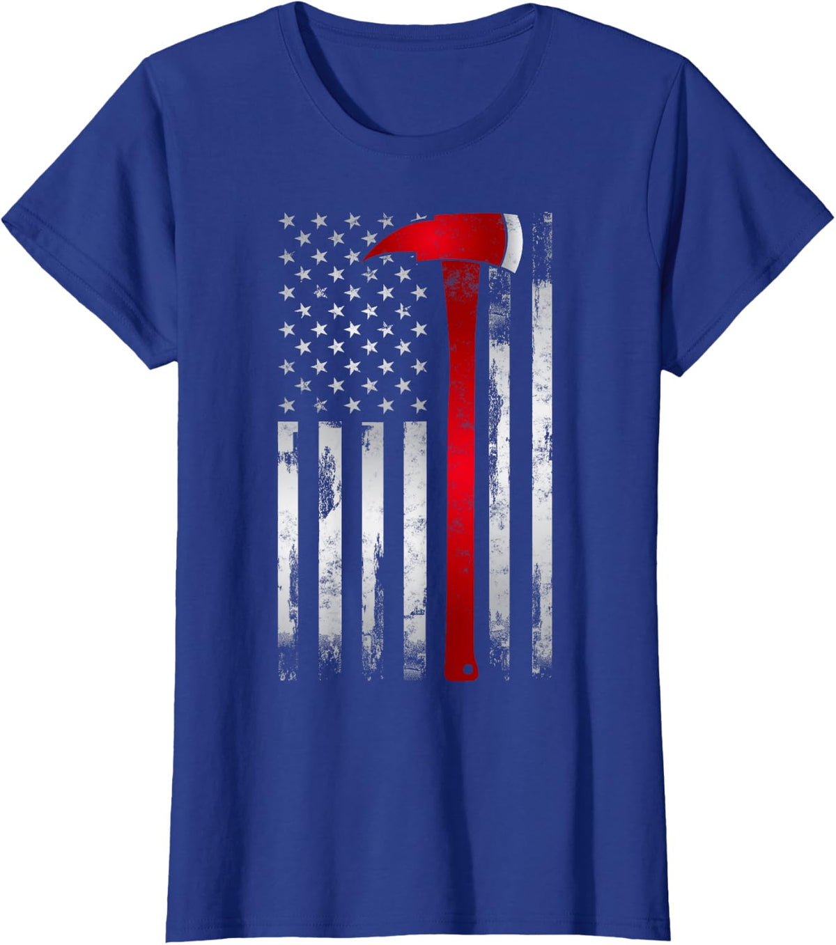 Fireman Thin Red Line American Flag Axe gift for Firefighter T-Shirt - Royal Blue