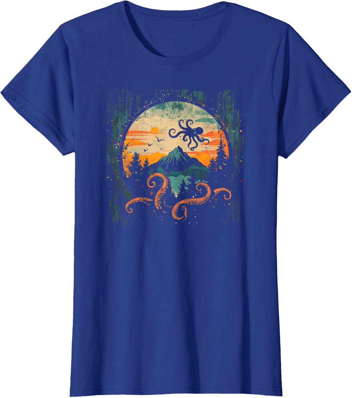 Octopus Shirt for Men / Rhythmic T-Shirt T-Shirt - Royal Blue