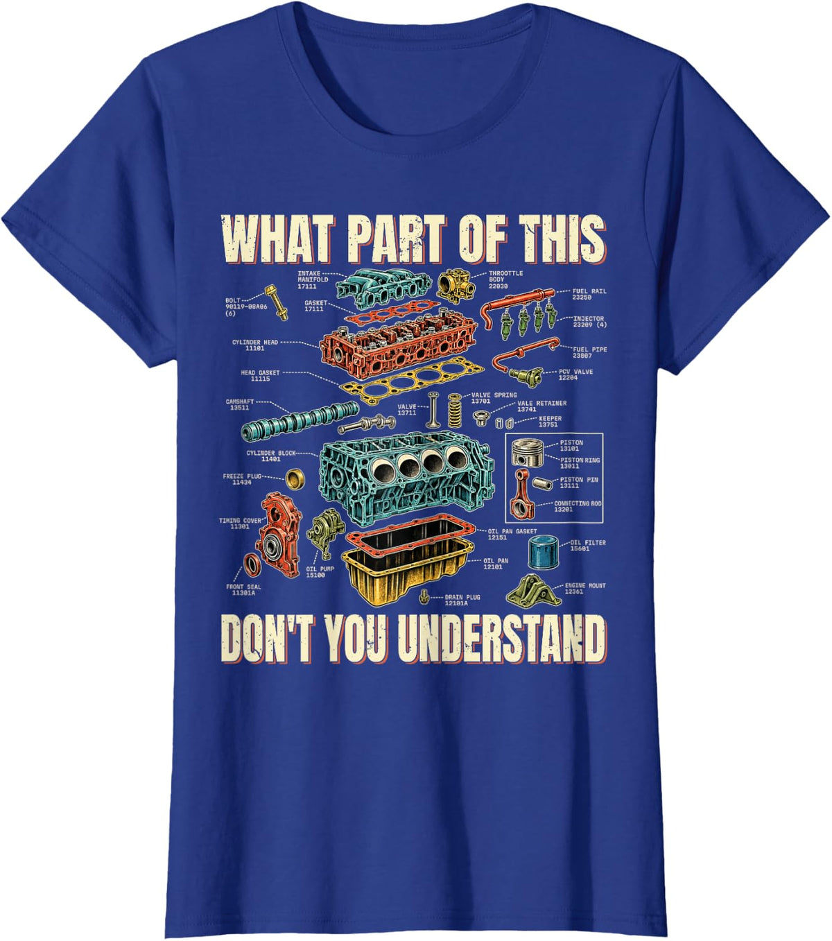 What Part of This Don't You Understand Engine Diagram T-Shirt - Royal Blue