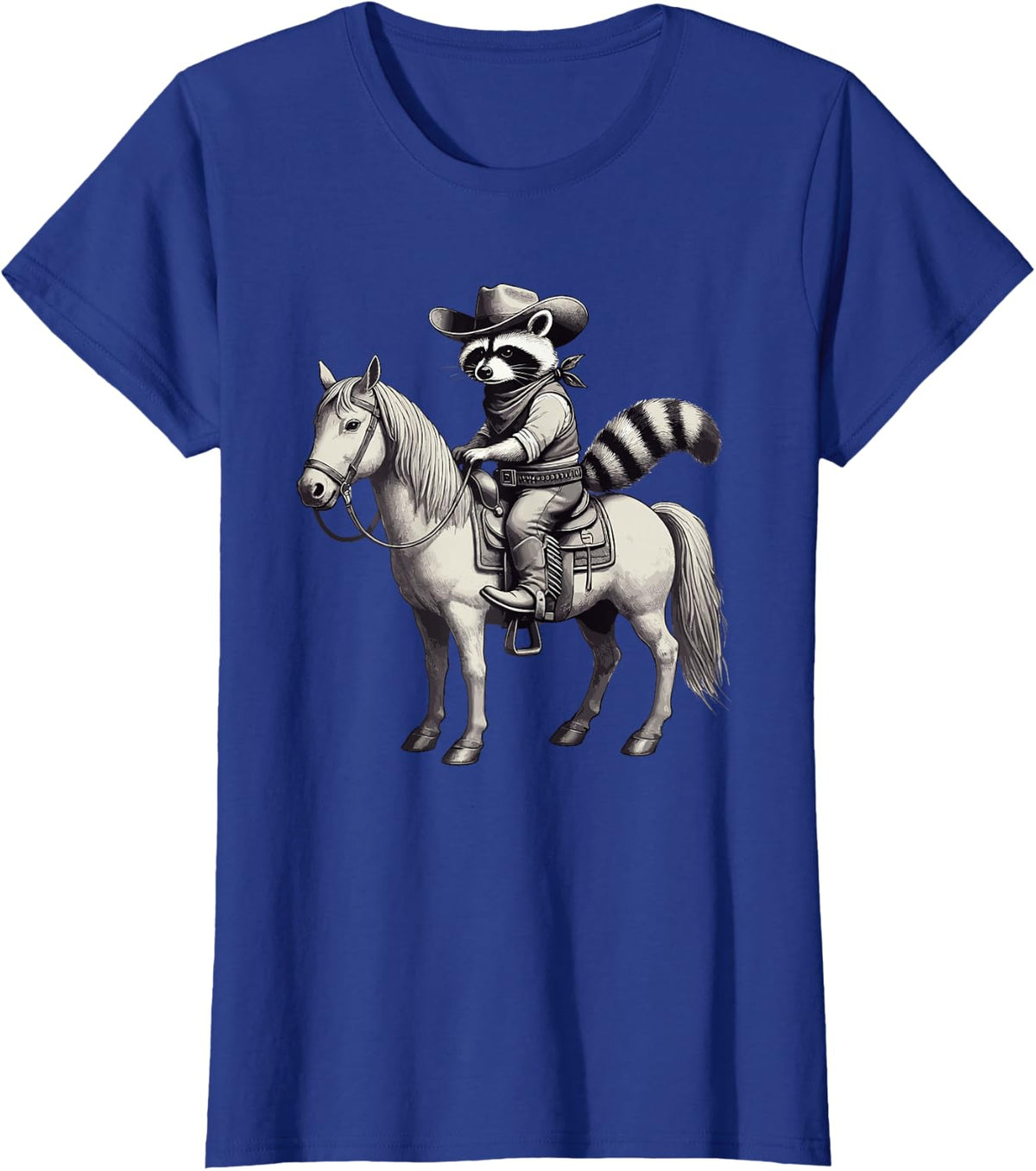 Raccoon Cowboy Vintage, Hat & Horse, Cowgirl, Funny Western T-Shirt - Royal Blue