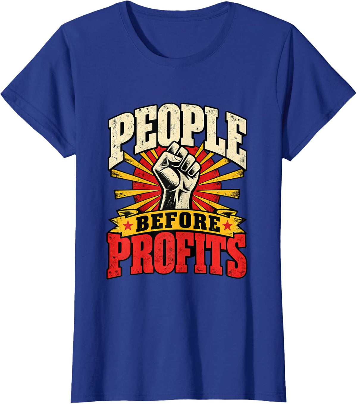 People Before Profits Raised Fist Protest T-Shirt - Royal Blue