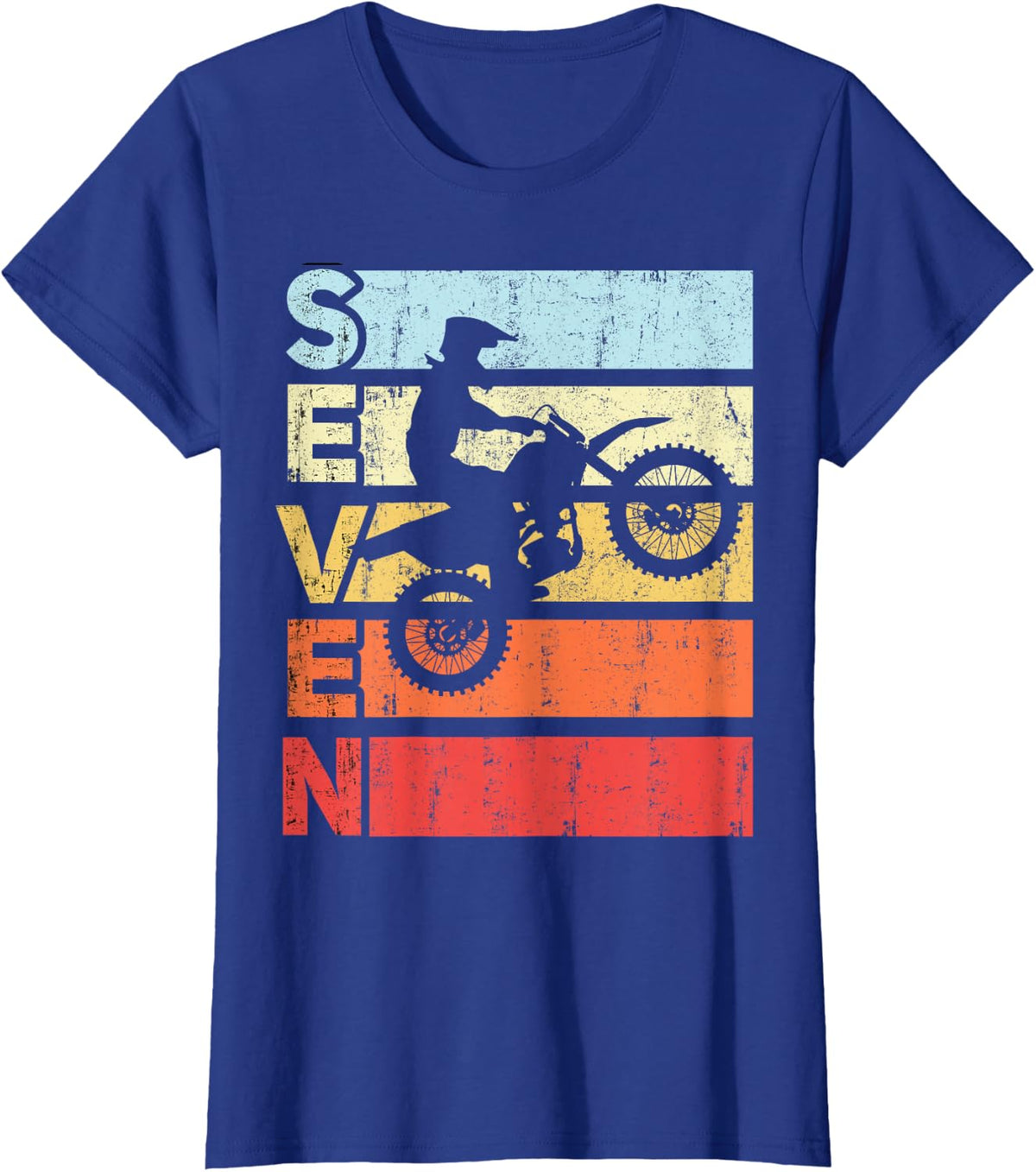 Motocross 7th Birthday Party MX Dirt Bike Birthday T-Shirt - Royal Blue