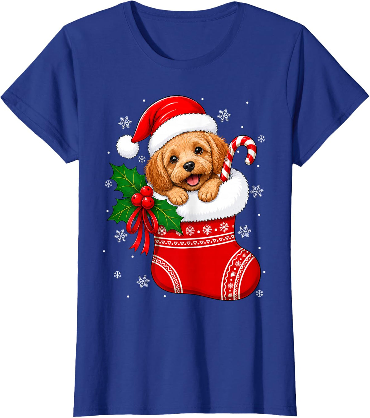 Cockapoo Dog Christmas Stocking Cute Festive Cockapoo Xmas T-Shirt - Royal Blue