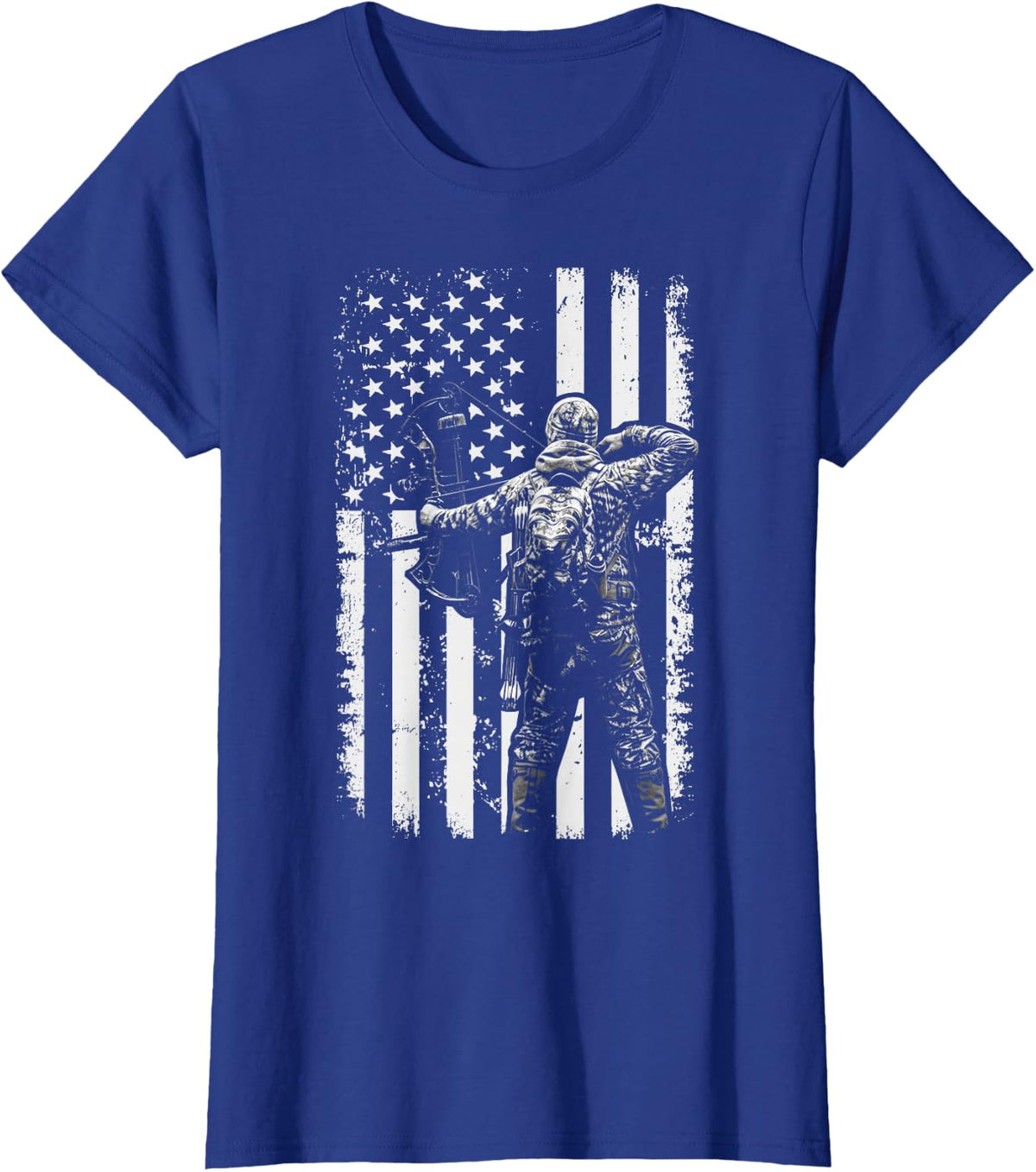 Bowhunting American Flag Deer Hunting Patriotic Bow Hunter T-Shirt - Royal Blue