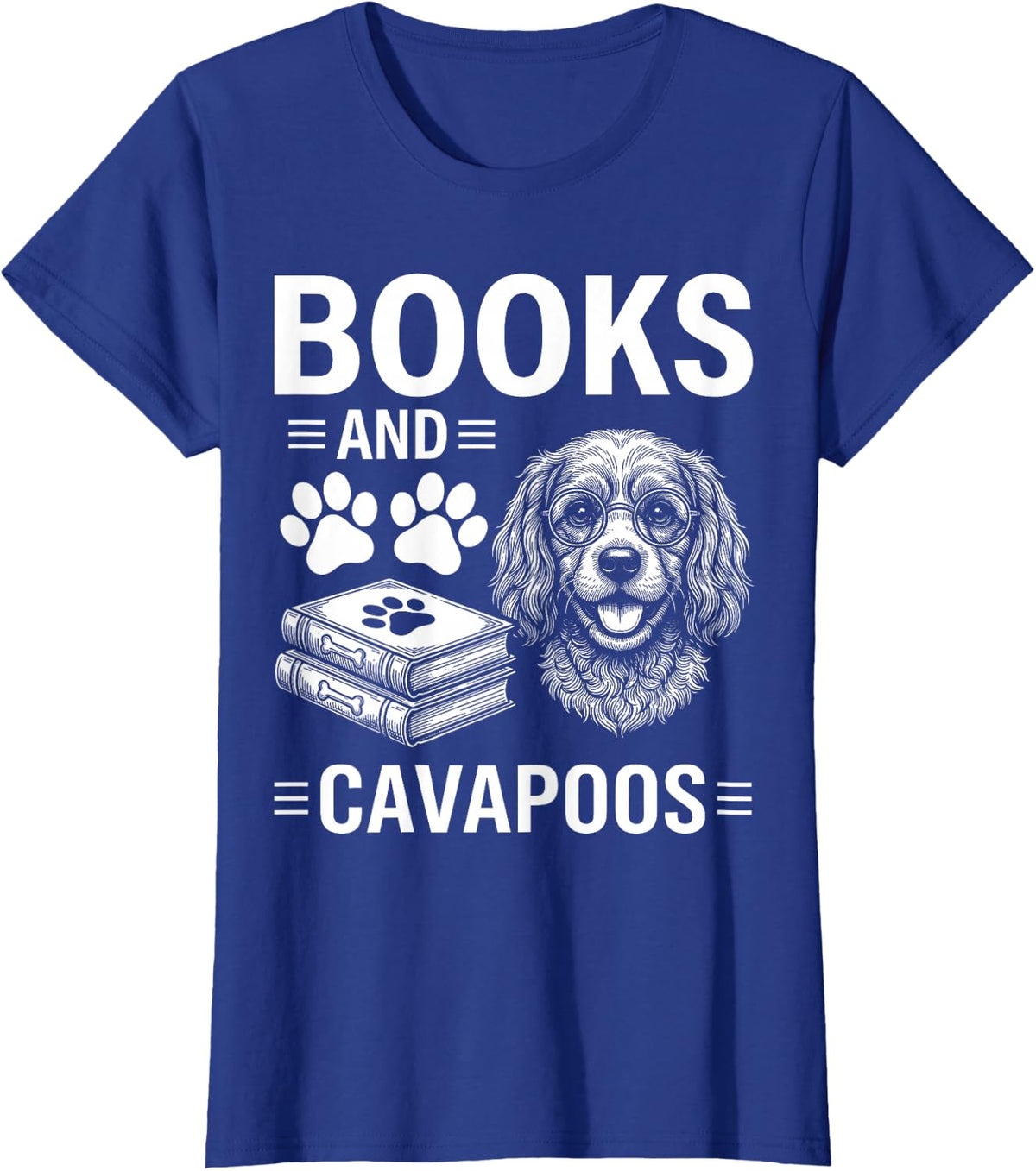 Books and Cavapoos Funny Cavapoo T-Shirt - Royal Blue