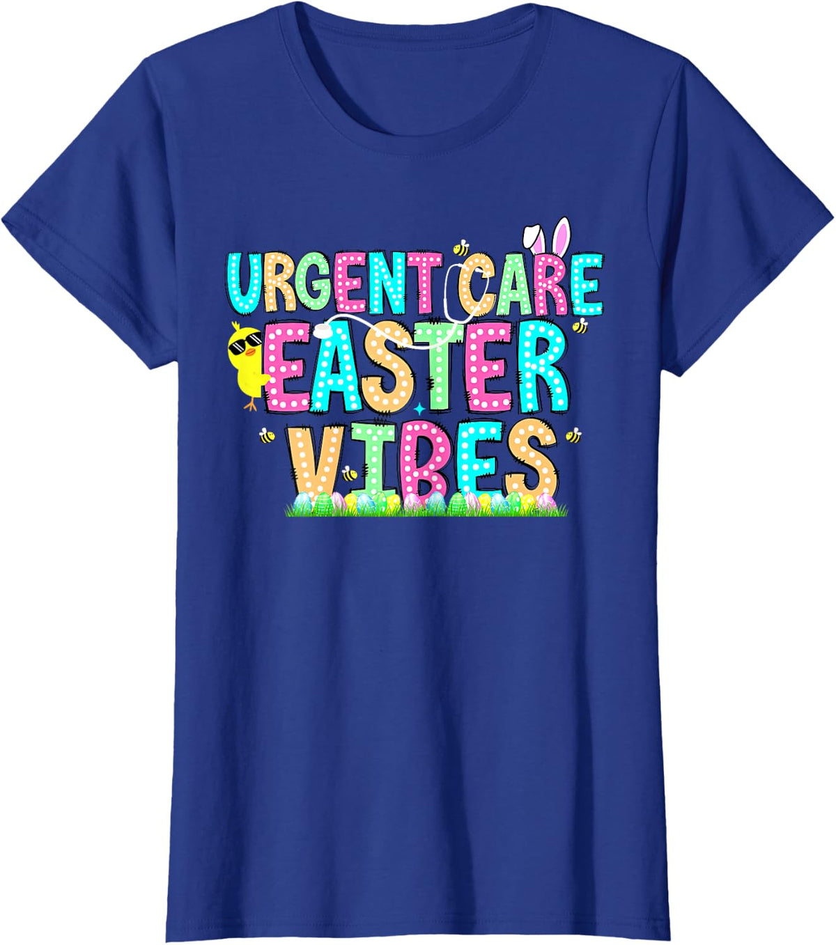 Urgent Care Nurse Bunny Easter Day NP Team Minor Injury Unit T-Shirt - Royal Blue