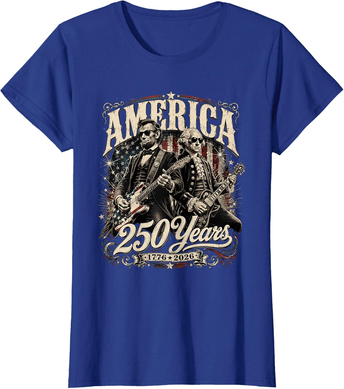 America 250 President Rock 250 Years 1776 2026 T-Shirt - Royal Blue