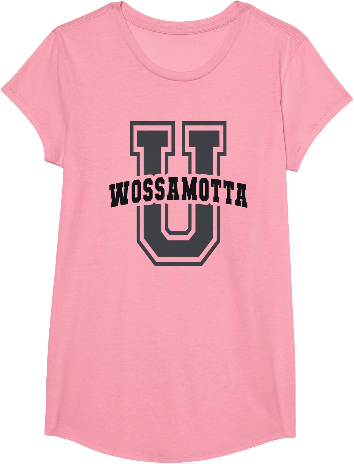 Sarcastic WOSSAMOTTA University Academy Cheerleader Game On T-Shirt - Girls Pink