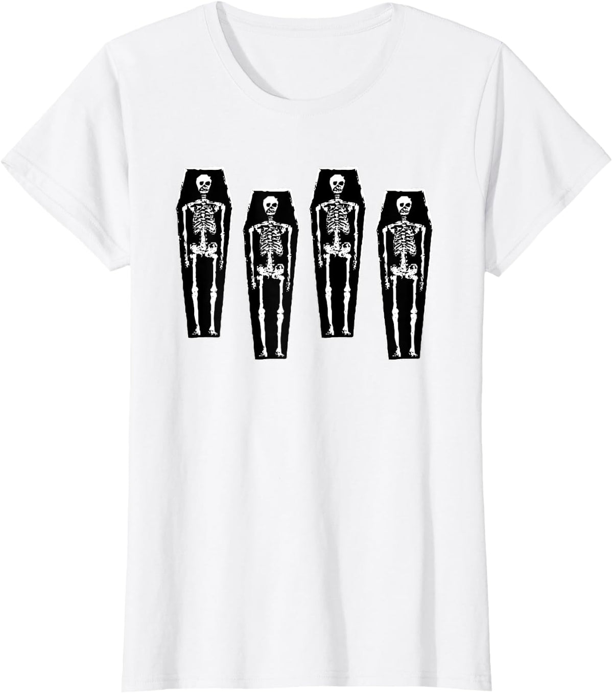 Skeletons and Coffins Dark Death for a Goth Punk Halloween T-Shirt - White