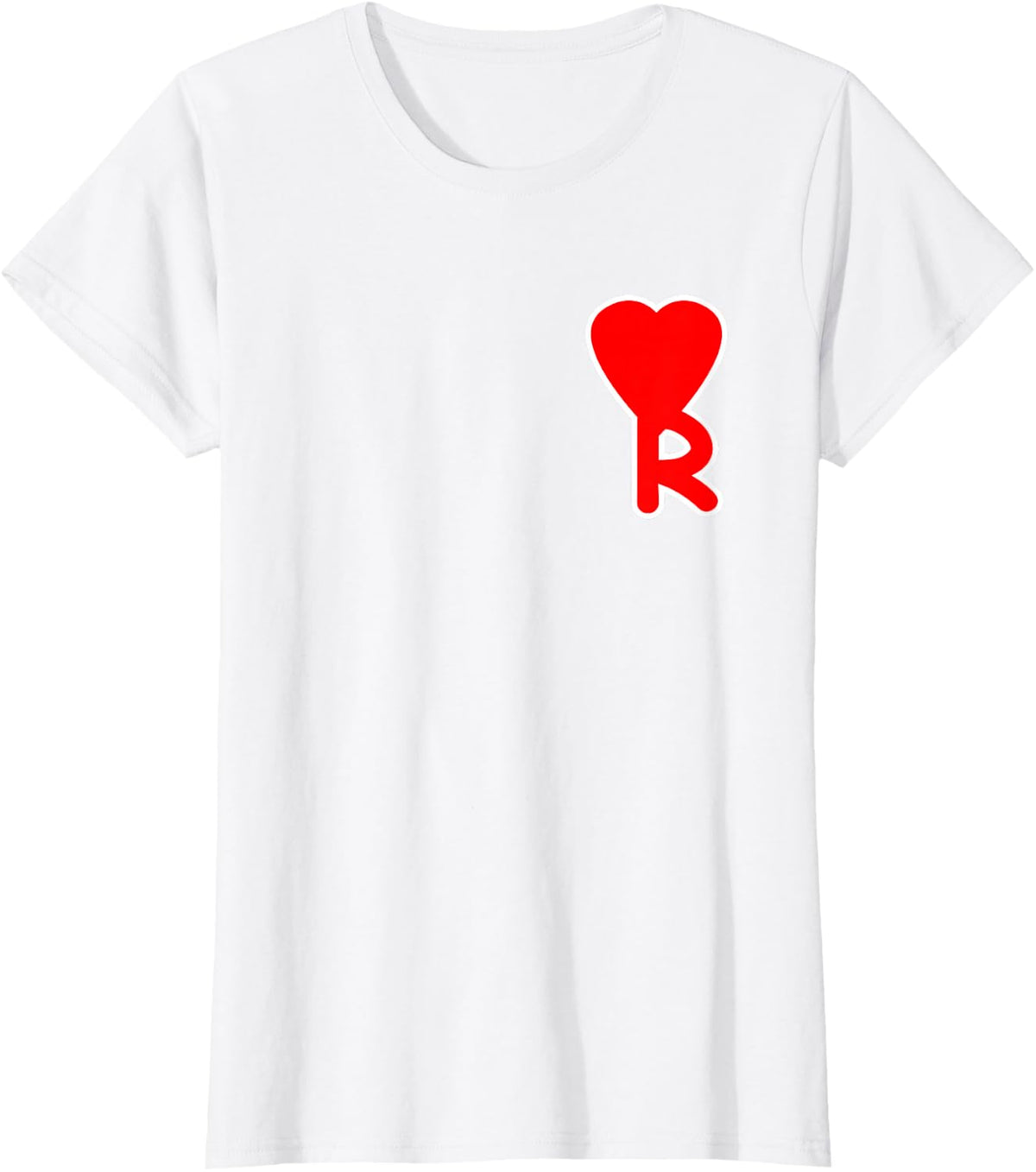 Initial Letter R Heart Valentine's Day Matching Couples Gift T-Shirt - White