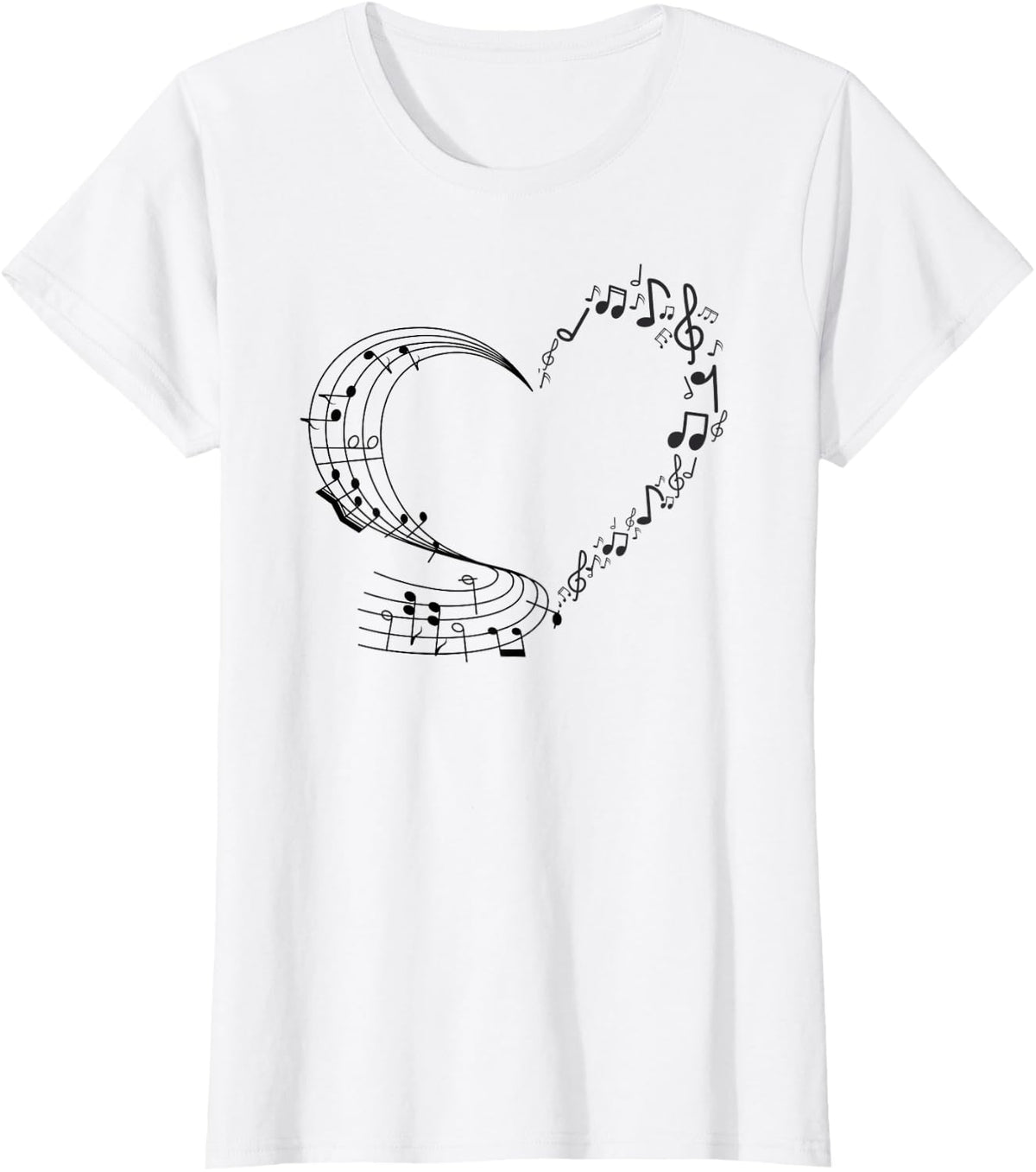 Cute Heart Music Note Women Girls Musicians T-Shirt - White