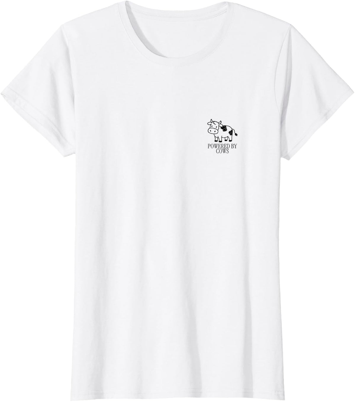 Powered By Cows Minimalist Cow Lover Farm Animal Humor T-Shirt - White