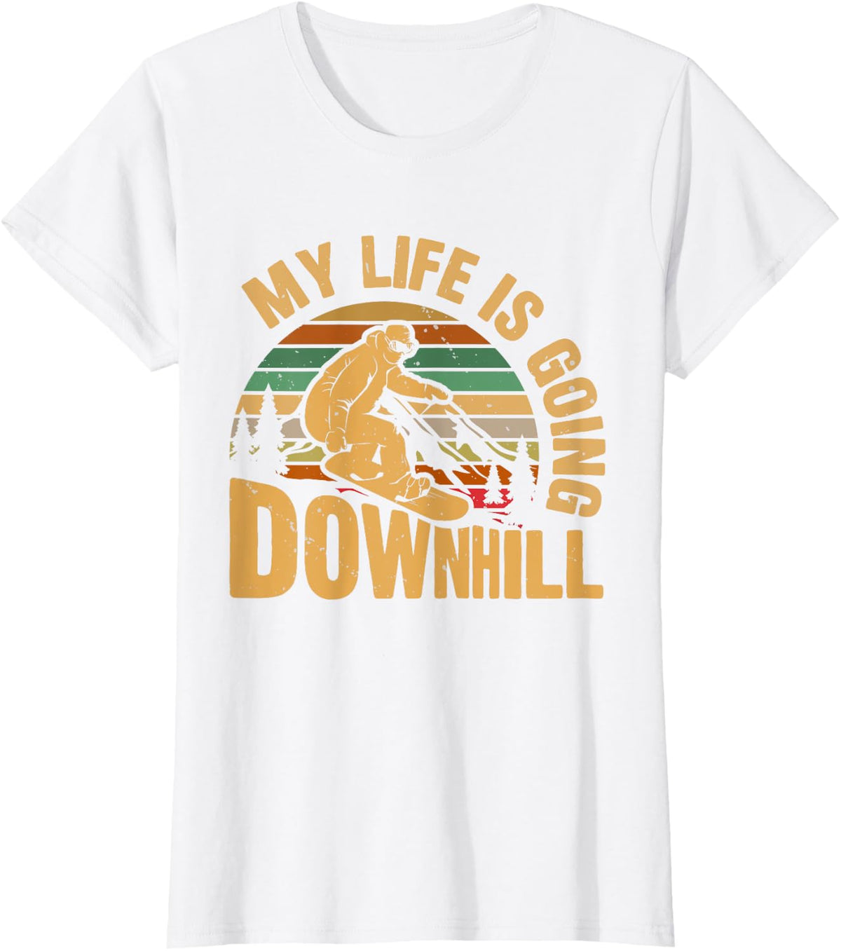 My Life Is Going Downhill Snowboard Winter Snowboarding Fun T-Shirt - White