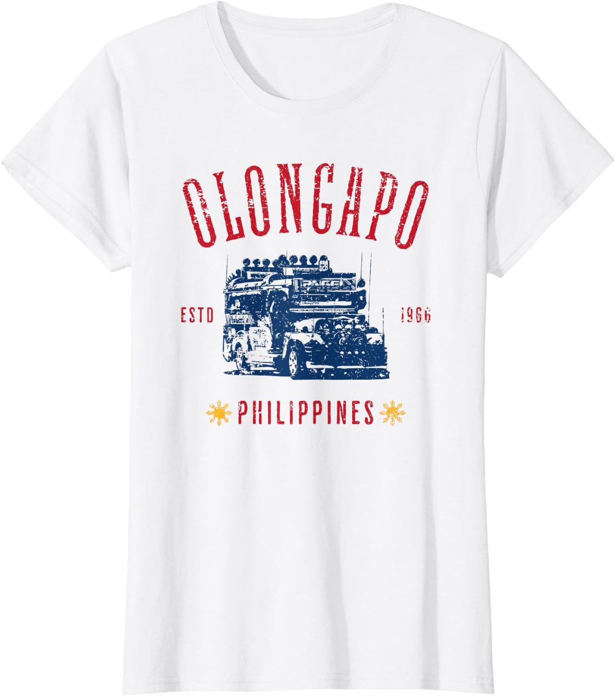 Olongapo Philippines Estd 1966 Distressed Style Design T-Shirt - White