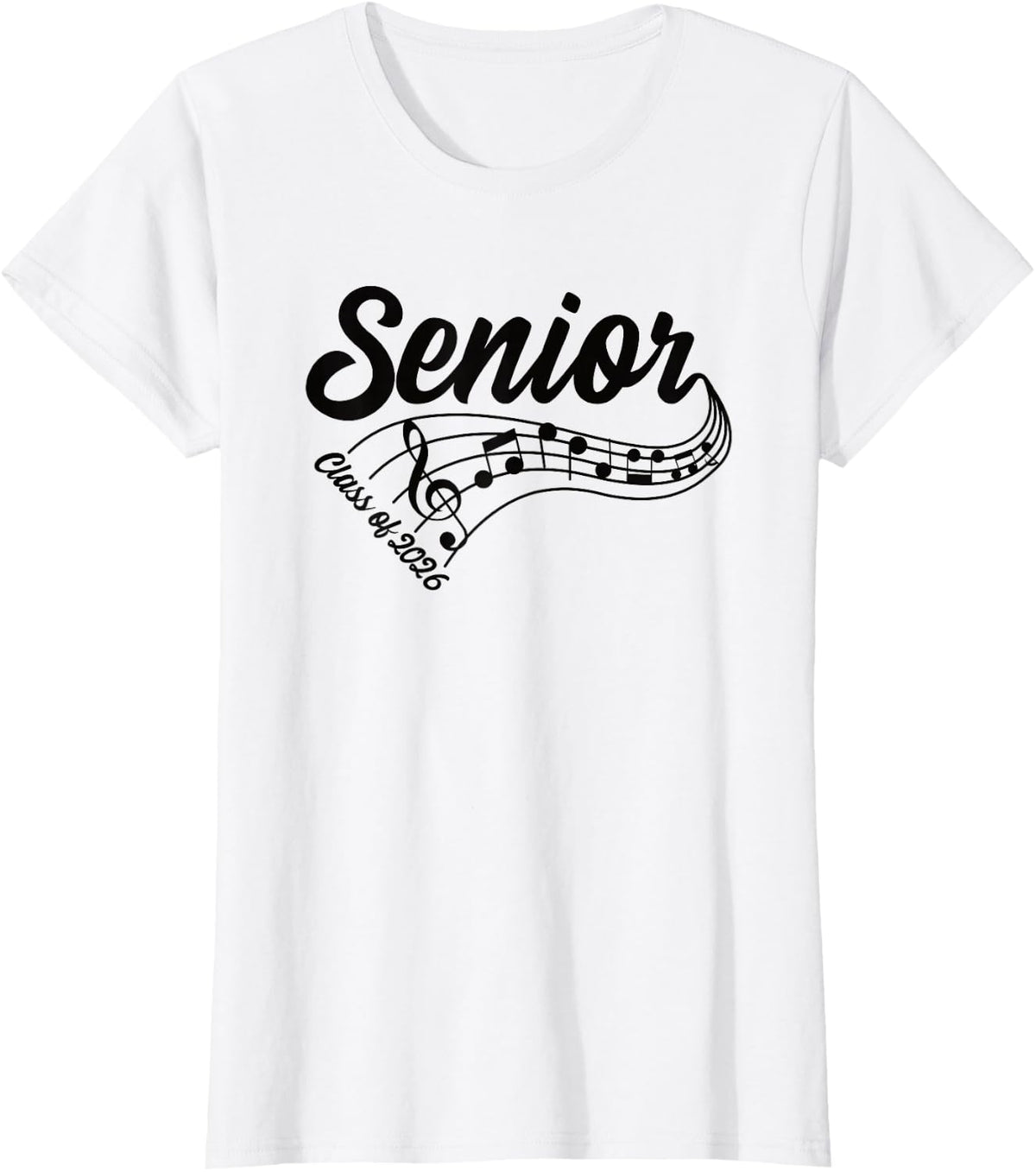 2026 Senior Choir Band Orchestra Class of 2026 Music Notes T-Shirt - White